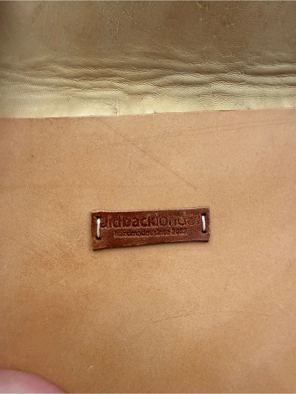 Handmade Tan Leather Clutch with Colorful Beaded Accent